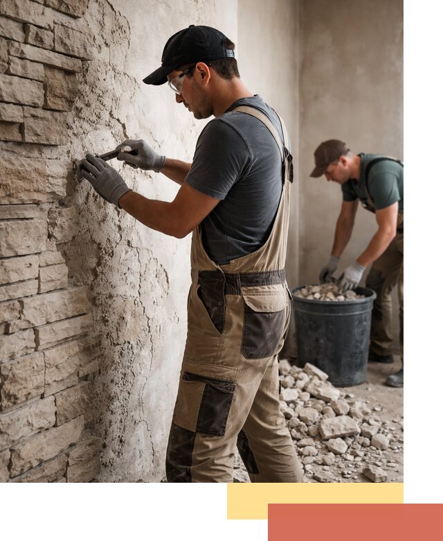 Демонтаж декоративного камня в Новокузнецке профессионально и безопасно