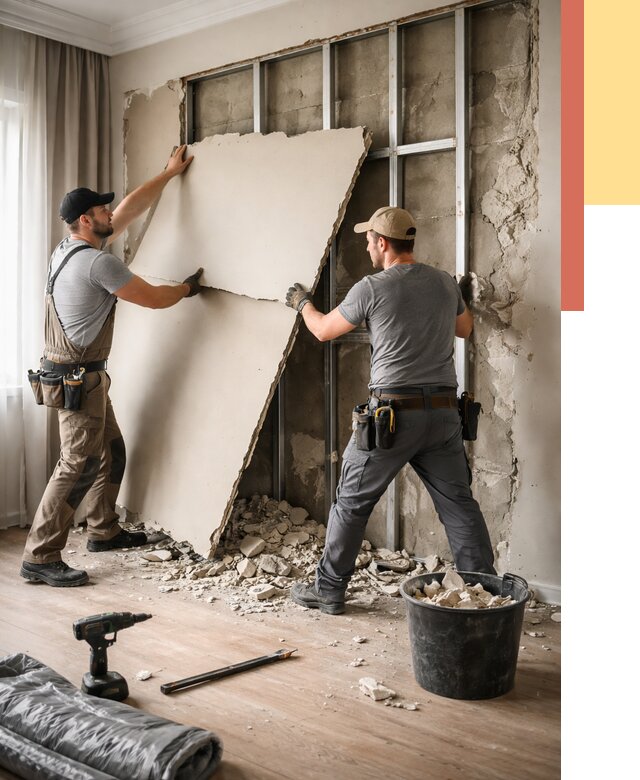 Демонтаж гипсокартона со стен в Новокузнецке от 360 руб. — услуги демонтажа | ОТДЕЛОЧНИК-Нвк