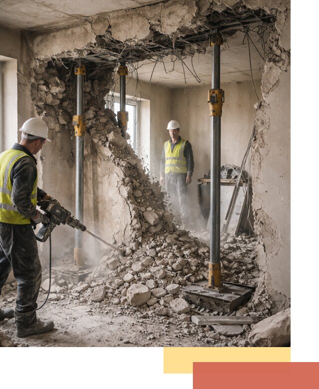 Снос несущих стен в Новокузнецке с гарантией безопасности и качества