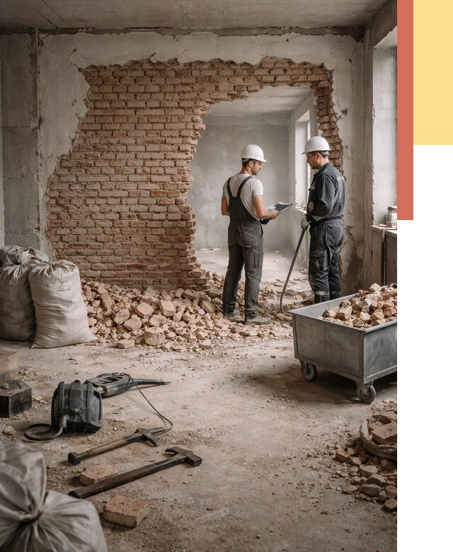 Демонтаж кирпичных стен в Новокузнецке от 4315 руб. — быстро, недорого, под ключ | ОТДЕЛОЧНИК-Нвк