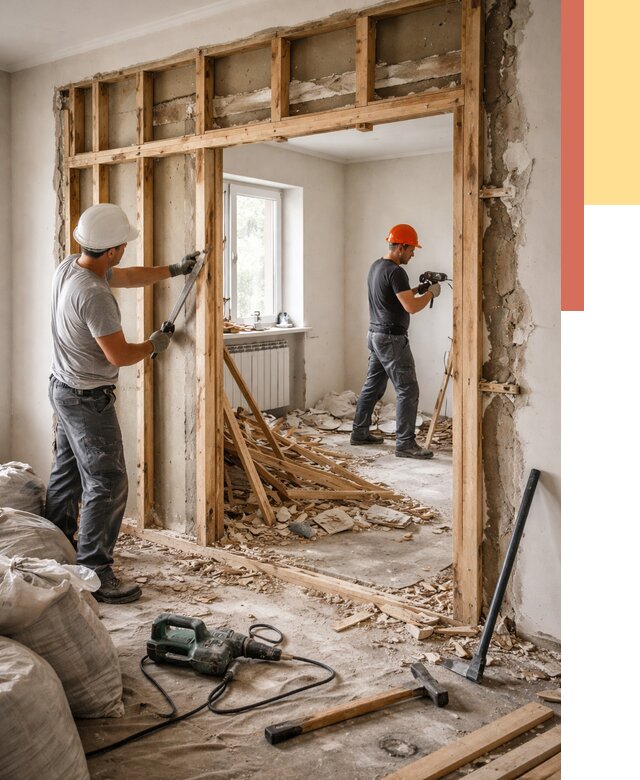 Демонтаж деревянных перегородок в Новокузнецке от 3288 руб. — быстро и недорого | ОТДЕЛОЧНИК-Нвк