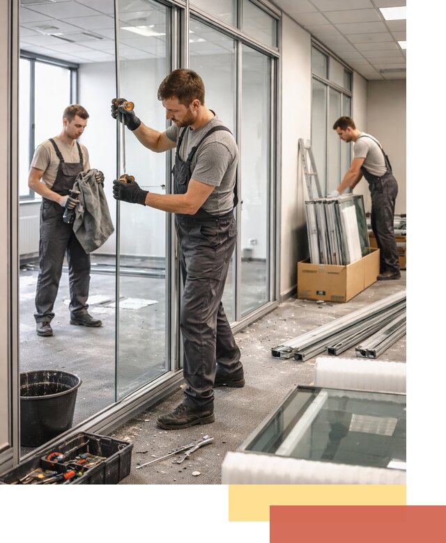 Демонтаж стеклянных перегородок в Новокузнецке быстро и безопасно