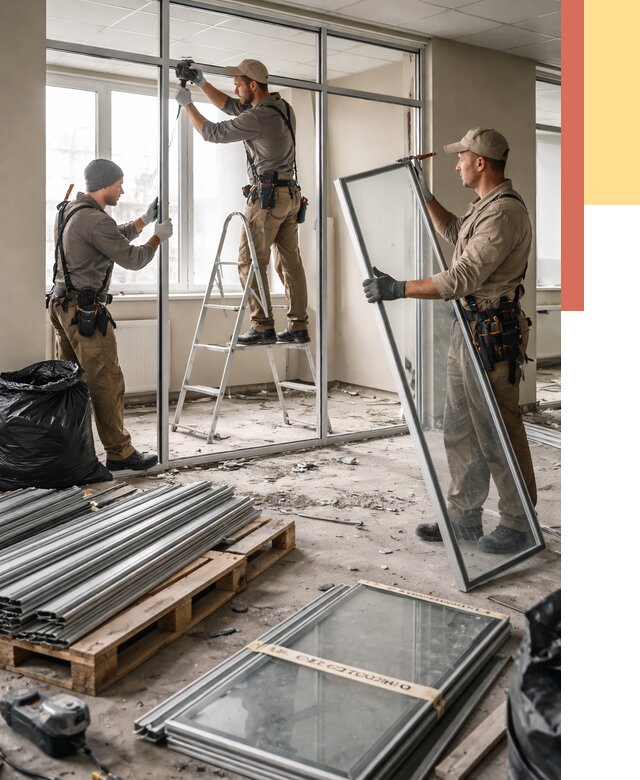 Демонтаж алюминиевых перегородок в Новокузнецке от 4315 руб. — быстро и недорого | ОТДЕЛОЧНИК-Нвк