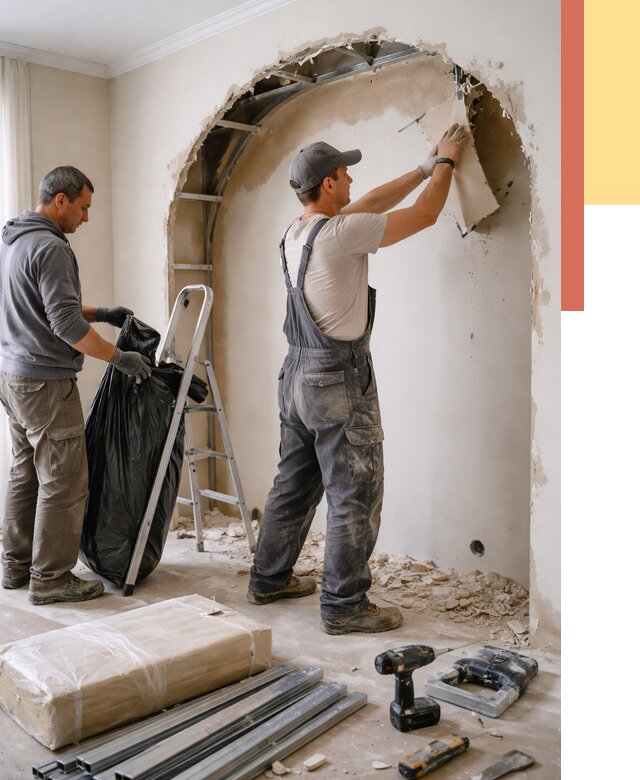 Демонтаж арки из гипсокартона в Новокузнецке от 3596 руб. — услуги под ключ | ОТДЕЛОЧНИК-Нвк