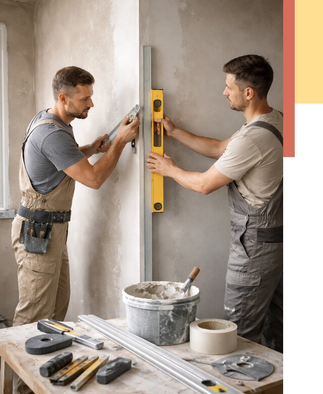 Выведение углов стен в Новокузнецке от 1901 руб. быстро и недорого | ОТДЕЛОЧНИК-Нвк