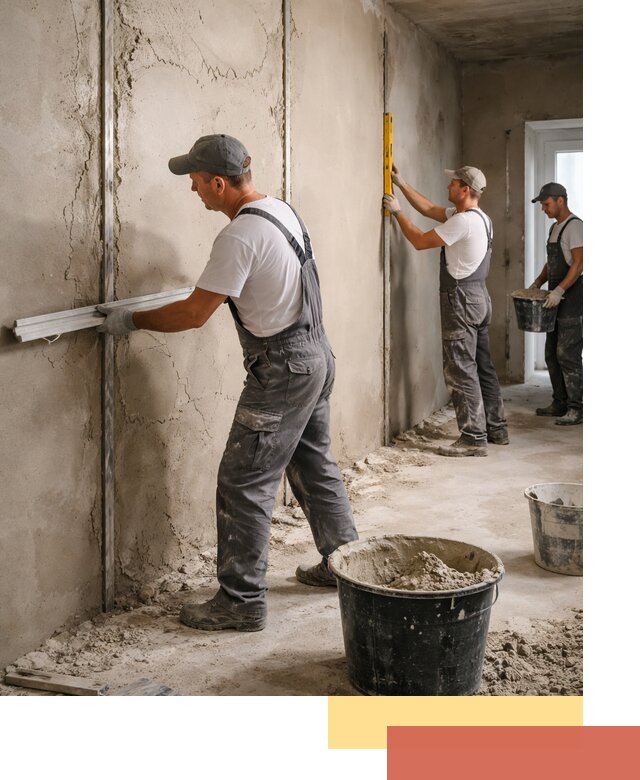 Штукатурка стен по маякам в Новокузнецке — точная и ровная поверхность