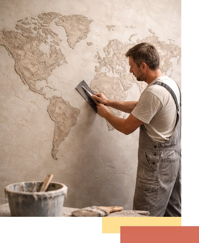 Декоративная штукатурка «Карта мира» под ключ в Новокузнецке