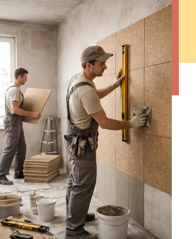 Монтаж пробковых панелей на стены в Новокузнецке от 3596 руб. — ОТДЕЛОЧНИК-Нвк