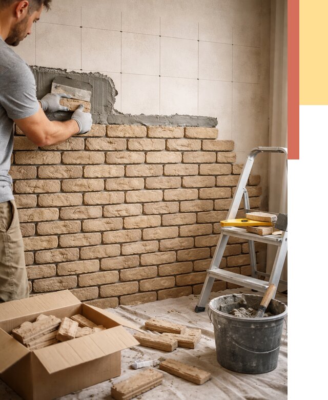 Монтаж декоративного кирпича в Новокузнецке от 3288 руб./м² — быстро и недорого | ОТДЕЛОЧНИК-Нвк