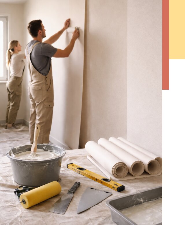 Поклейка бумажных обоев в Новокузнецке от 5651 руб./м2 — быстро и недорого | ОТДЕЛОЧНИК-Нвк