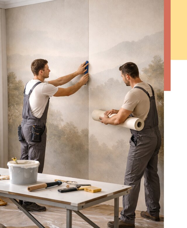 Поклейка фотообоев в Новокузнецке от 8733 руб/м² — быстро и недорого | ОТДЕЛОЧНИК-Нвк