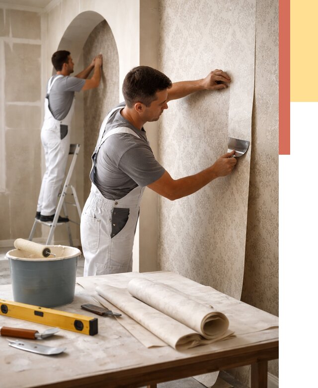 Поклейка обоев на сложные стены в Новокузнецке от 2877 руб. под ключ | ОТДЕЛОЧНИК-Нвк