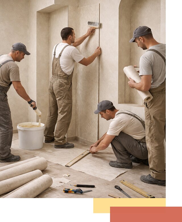 Поклейка обоев на сложные стены и неровные поверхности в Новокузнецке