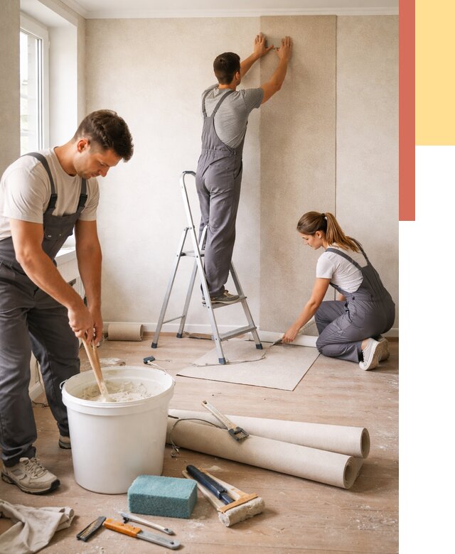 Оклейка стен обоями в Новокузнецке от 3596 руб/м2 — быстро и недорого | ОТДЕЛОЧНИК-Нвк