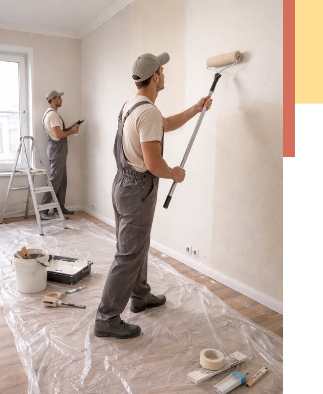 Покраска стен акриловой краской в Новокузнецке от 3596 руб./м² — быстро и недорого | ОТДЕЛОЧНИК-Нвк