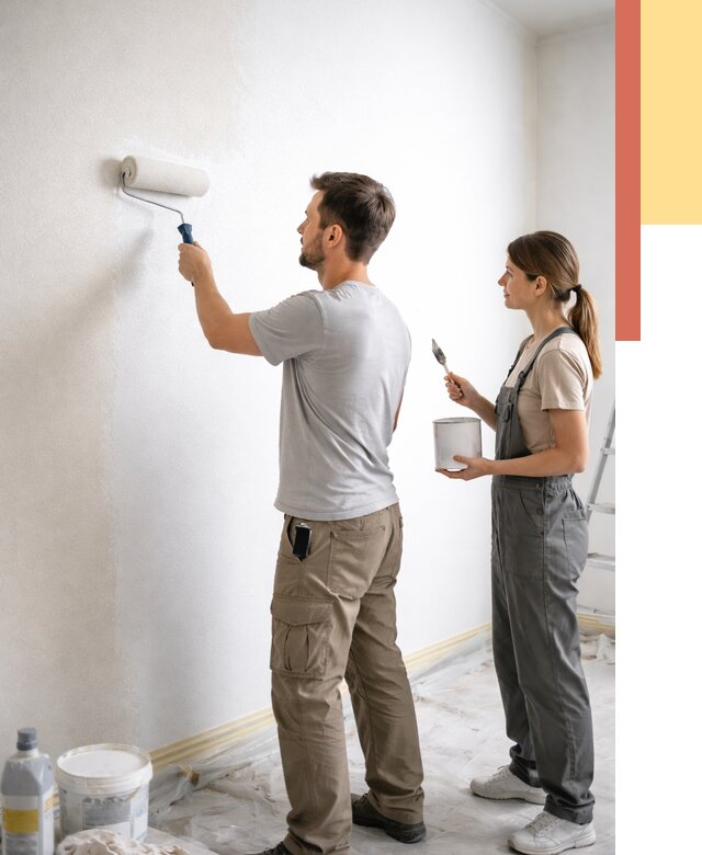 Окраска стен по стеклохолсту в Новокузнецке от 4623 руб/м² под ключ | ОТДЕЛОЧНИК-Нвк