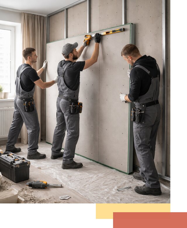 Шумоизоляция стен панелями ЗИПС в Новокузнецке для жилых и коммерческих помещений