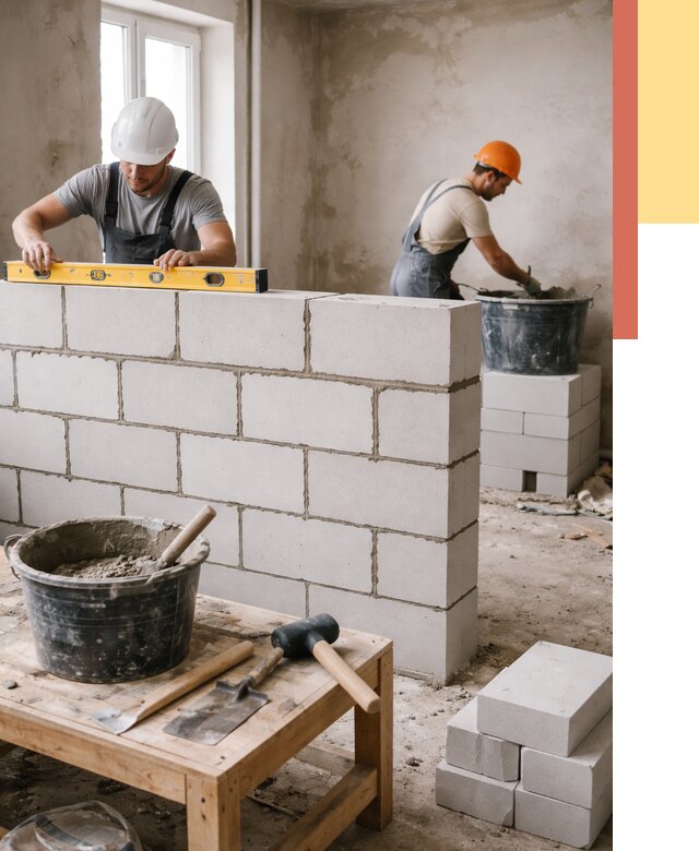 Кладка перегородок из газобетона в Новокузнецке от 3288 руб. под ключ | ОТДЕЛОЧНИК-Нвк