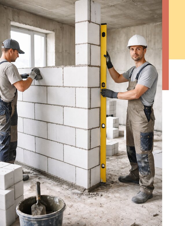 Кладка перегородок из пеноблока в Новокузнецке от 1849 руб. под ключ | ОТДЕЛОЧНИК-Нвк