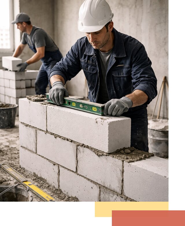 Кладка перегородок из пеноблока под ключ в Новокузнецке