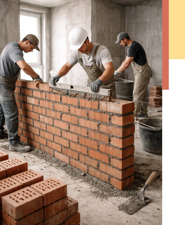 Кладка перегородок из кирпича в Новокузнецке от 3596 руб. за м² | ОТДЕЛОЧНИК-Нвк