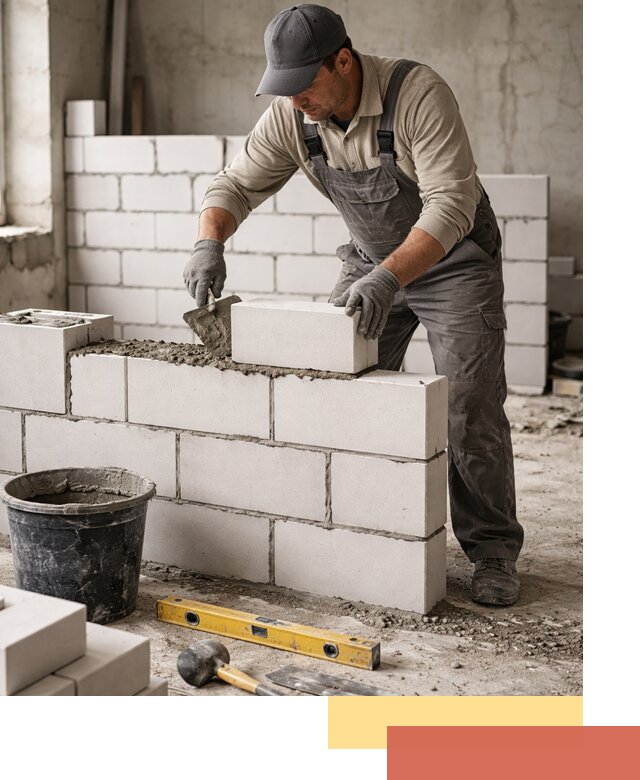 Кладка перегородок из силикатного блока в Новокузнецке