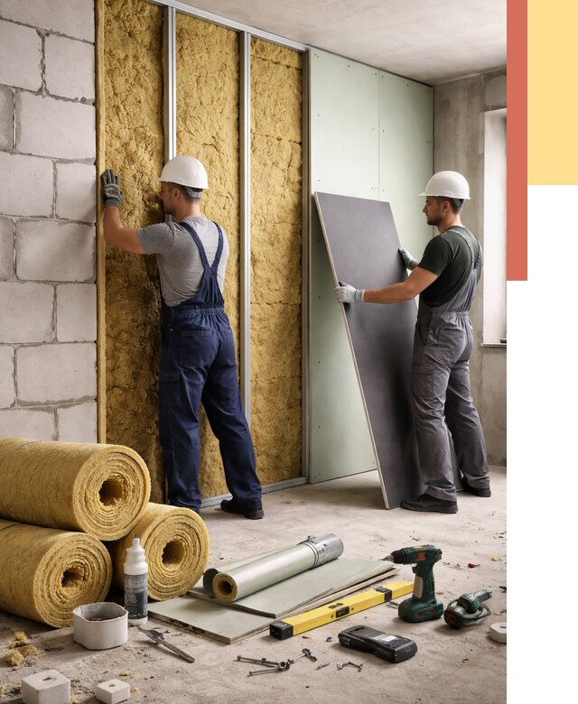 Шумоизоляция перегородок из блоков в Новокузнецке от 1901 руб./м² — быстро и недорого | ОТДЕЛОЧНИК-Нвк