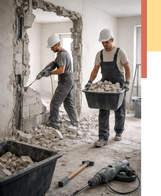 Демонтаж блоковых перегородок в Новокузнецке от 3853 руб. — быстро и недорого | ОТДЕЛОЧНИК-Нвк