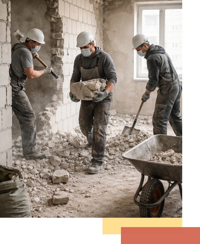 Демонтаж блочных перегородок в Новокузнецке быстро и аккуратно