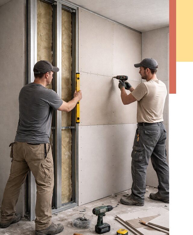 Монтаж двухслойной перегородки из гипсокартона в Новокузнецке от 1490 руб. | ОТДЕЛОЧНИК-Нвк