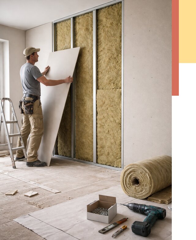 Перегородка из гипсокартона с шумоизоляцией в Новокузнецке от 3205 руб. | ОТДЕЛОЧНИК-Нвк