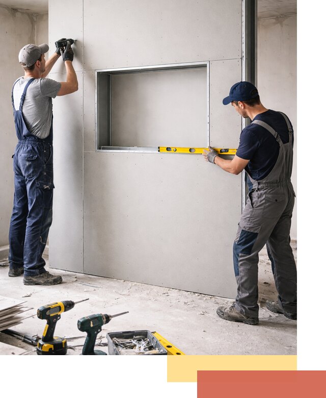 Перегородка из гипсокартона с нишей под декор в Новокузнецке