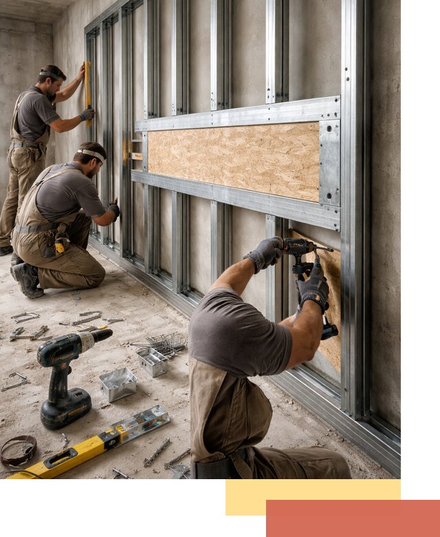 Усиленная перегородка для крепления тяжёлых конструкций в Новокузнецке