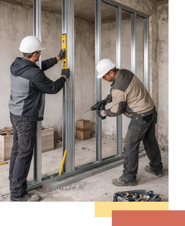 Монтаж каркаса перегородки из профиля в Новокузнецке