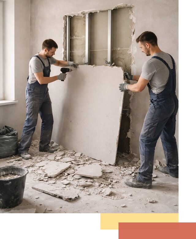 Демонтаж перегородки из гипсокартона в Новокузнецке быстрый и аккуратный