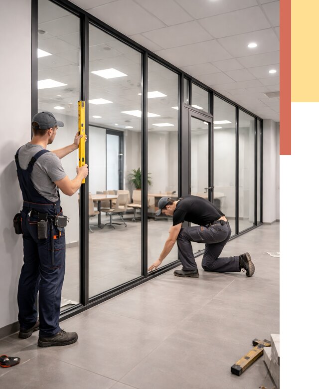 Каркасные стеклянные перегородки в Новокузнецке под ключ от 9452 руб. | ОТДЕЛОЧНИК-Нвк