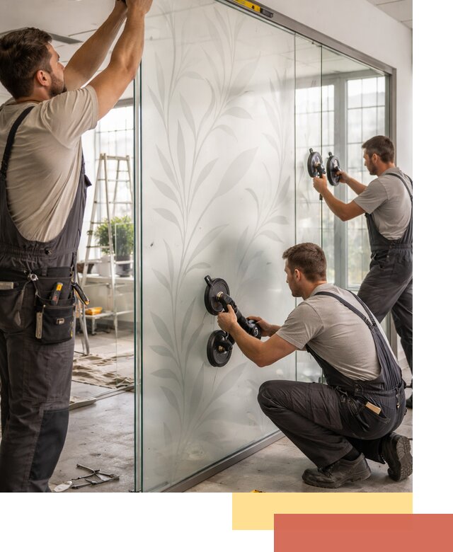 Стеклянные перегородки с рисунком на заказ в Новокузнецке