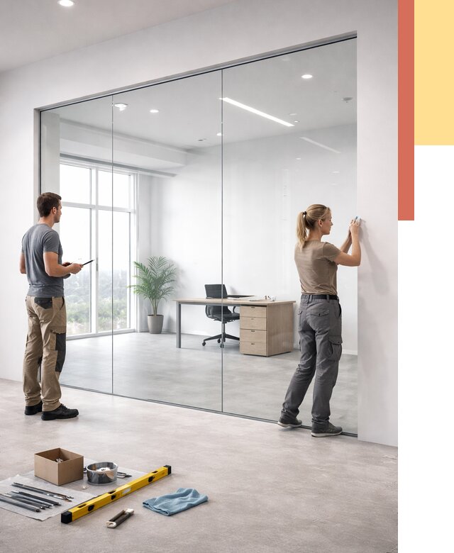 Перегородки из закаленного стекла в Новокузнецке от 9760 руб. под ключ | ОТДЕЛОЧНИК-Нвк