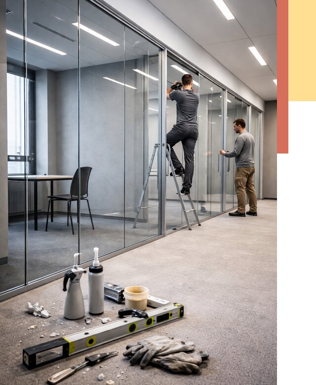 Стеклянные офисные перегородки в Новокузнецке от 8733 руб. — монтаж и установка | ОТДЕЛОЧНИК-Нвк