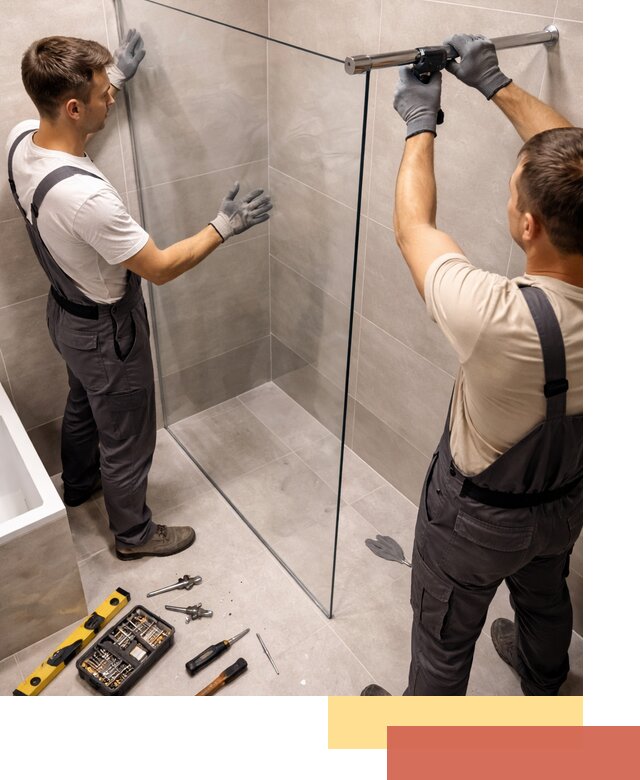 Стеклянные перегородки для душа в Новокузнецке — изготовление и монтаж