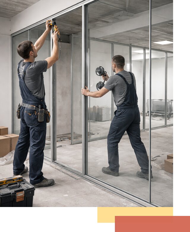 Алюминиевые перегородки со стеклом в Новокузнецке — изготовление и монтаж