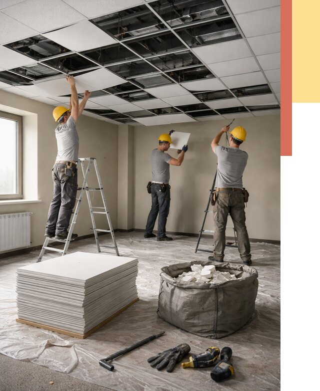 Демонтаж потолка Армстронг в Новокузнецке от 4623 руб. быстро и недорого | ОТДЕЛОЧНИК-Нвк