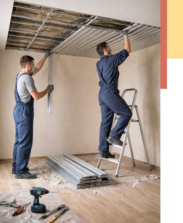 Демонтаж реечного потолка в Новокузнецке от 4623 руб. быстро и недорого | ОТДЕЛОЧНИК-Нвк