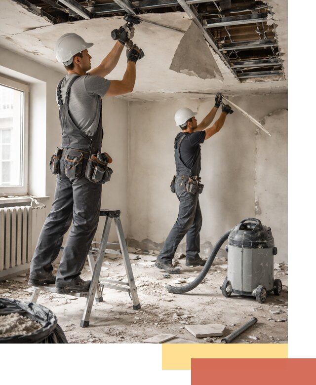 Демонтаж гипсокартонного потолка в Новокузнецке быстро и аккуратно