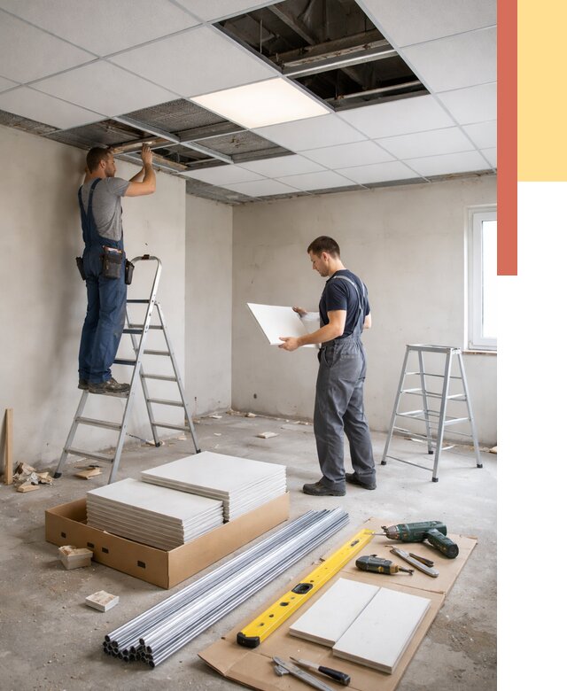 Монтаж потолка армстронг в Новокузнецке от 4623 руб/м2 — быстрая установка под ключ | ОТДЕЛОЧНИК-Нвк