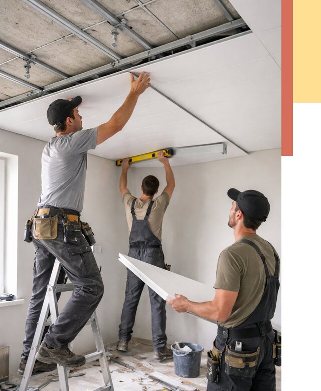 Монтаж потолка из ПВХ панелей в Новокузнецке от 3596 руб./м2 — быстро и недорого | ОТДЕЛОЧНИК-Нвк