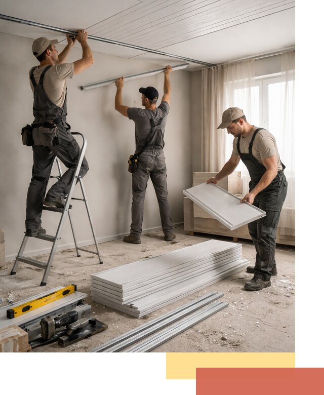 Монтаж потолка из ПВХ панелей в Новокузнецке оперативно и качественно