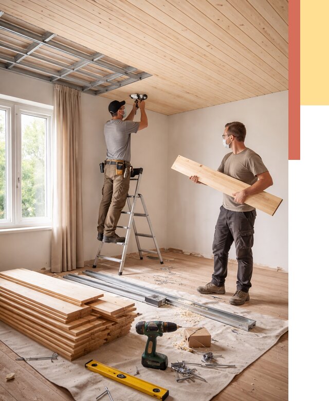 Монтаж потолка из вагонки в Новокузнецке от 6678 руб. | Быстро и недорого — ОТДЕЛОЧНИК-Нвк