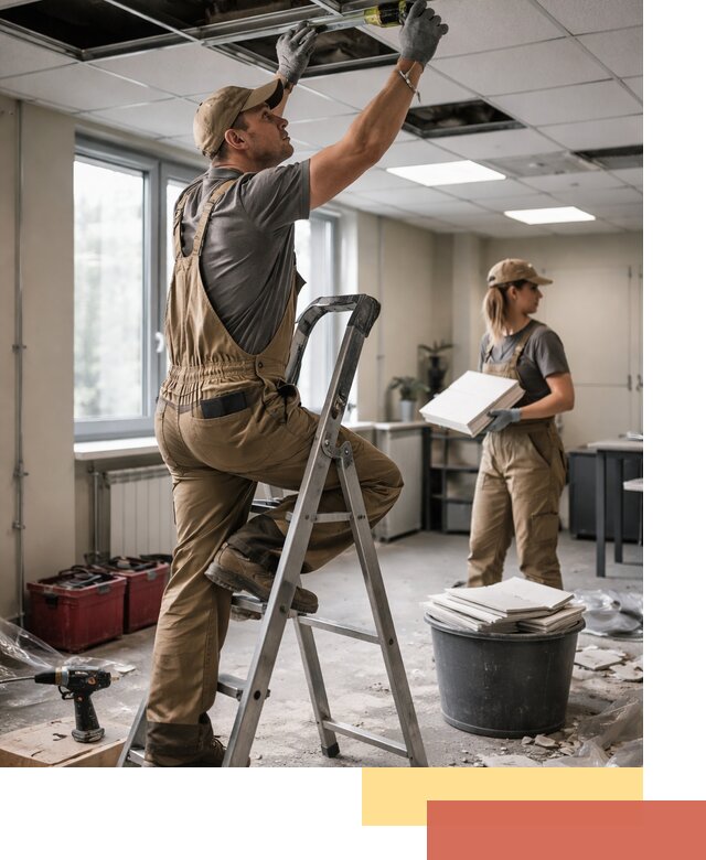 Ремонт потолка Армстронг и замена плит в Новокузнецке