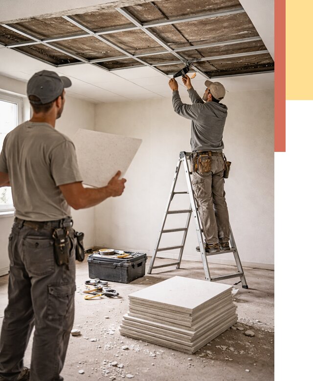 Замена плит подвесного потолка в Новокузнецке от 1798 руб. быстро и недорого | ОТДЕЛОЧНИК-Нвк